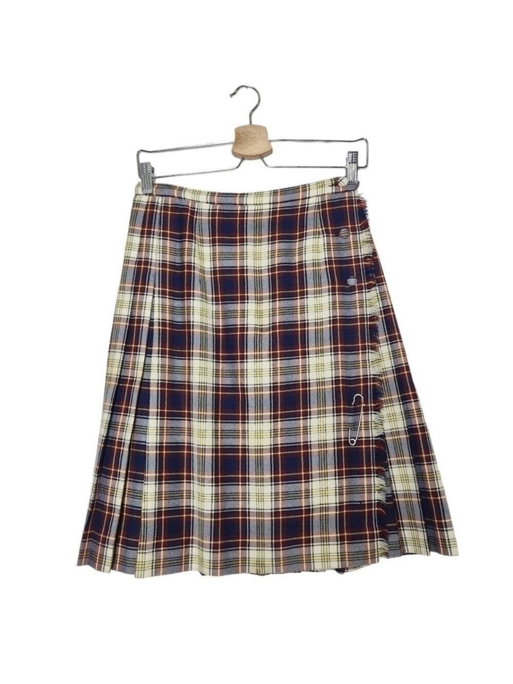 𝅺VINTAGE 100% Wool Kilt Skirt Small